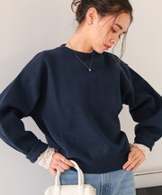 スウェットライククルーネックニット