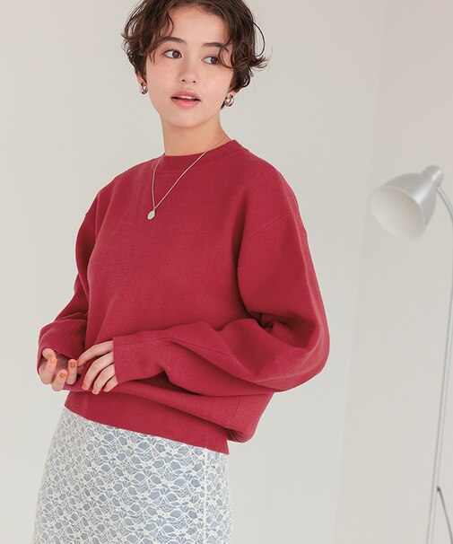 スウェットライククルーネックニット