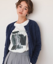 クルーネックミニシャギーニットカーディガン