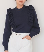 デザインフリルニット