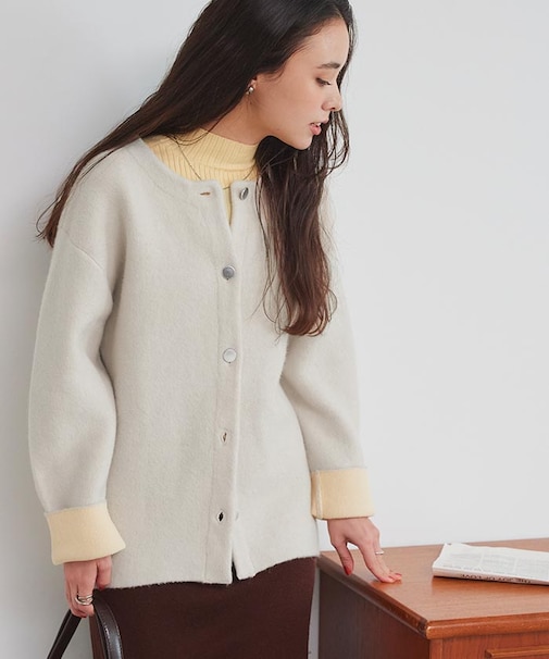 ダブルフェイスニットコート/カーディガン