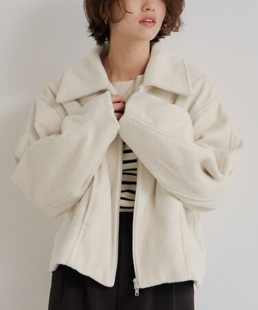 フェイクビーバーショートブルゾン