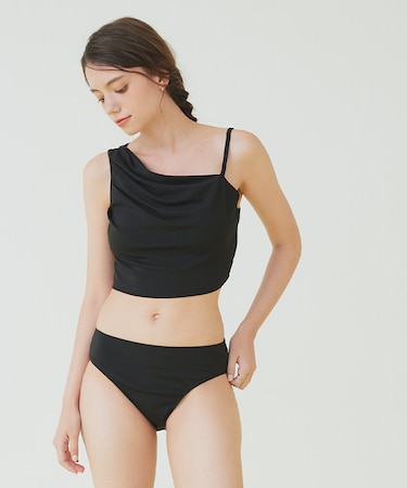 ショートパンツ付タックビキニ/セット水着