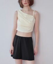 ショートパンツ付タックビキニ/セット水着