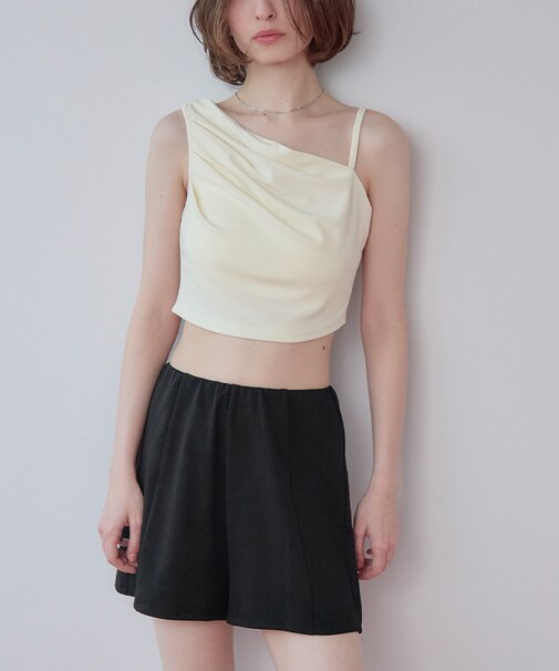 ショートパンツ付タックビキニ/セット水着