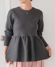 前後2wayペプラムニットトップス