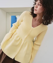 前後2wayペプラムニットトップス