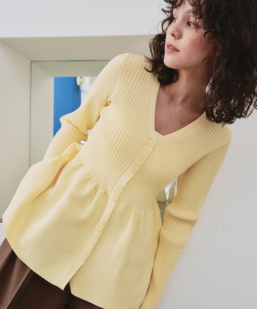 前後2wayペプラムニットトップス