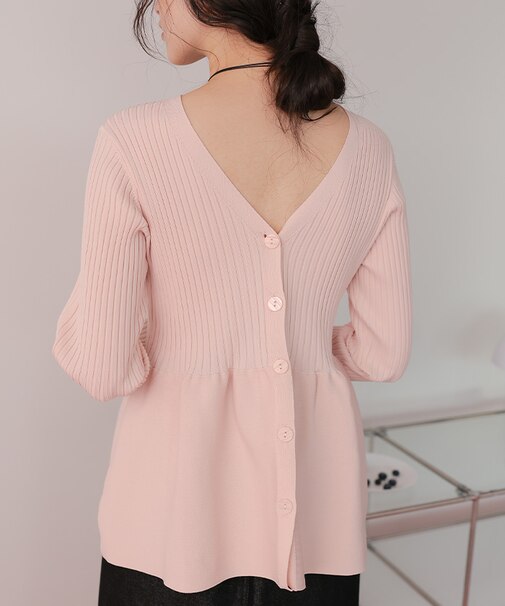 前後2wayペプラムニットトップス