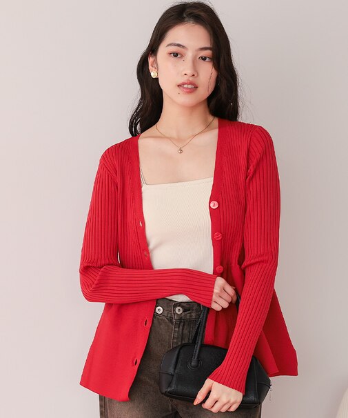 前後2wayペプラムニットトップス