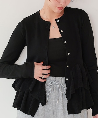 フリルヘムニットカーディガン