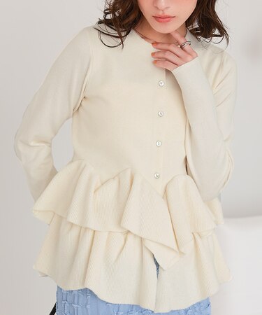 フリルヘムニットカーディガン