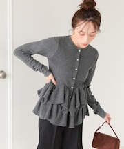 フリルヘムニットカーディガン