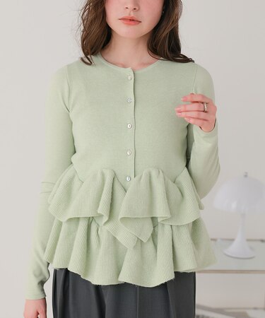 フリルヘムニットカーディガン