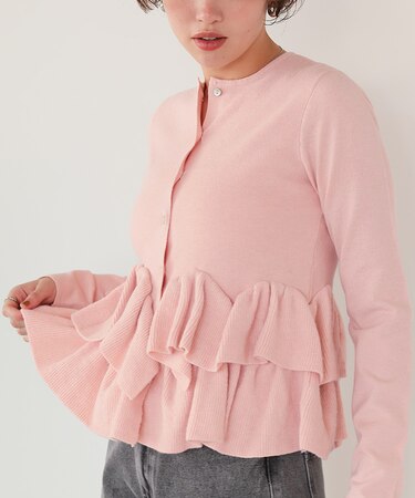 フリルヘムニットカーディガン