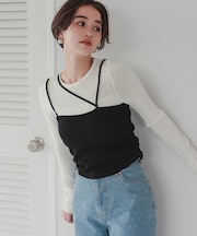 アシメレイヤードキャミソールセットトップス
