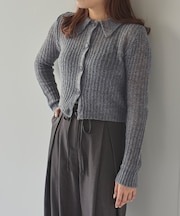 透かし編みポロニットプルオーバー