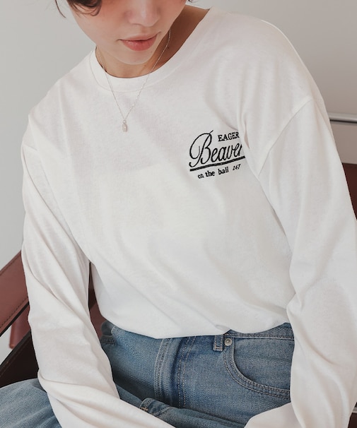 ロングスリーブ刺繍ロゴTシャツ