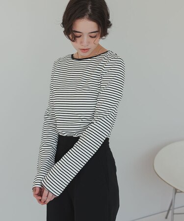 バックUネックロングスリーブカットソー