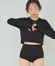 3点セット/ショートパンツ×カップ付長袖ビキニ/水着