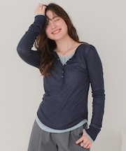 シアーテレコヘンリーネックトップス