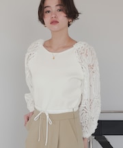 チュールジャガードドッキングトップス