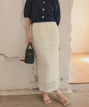 シャーリングレースタイトスカート