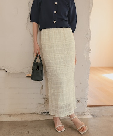 シャーリングレースタイトスカート