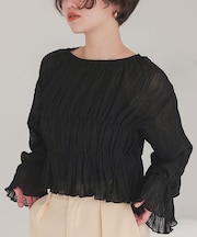 前後2wayリボンシャーリングショートカーディガン