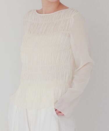 シアー楊柳シャーリングブラウス