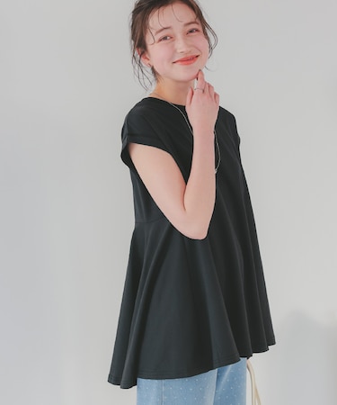 汗染み防止バックフレアTシャツ