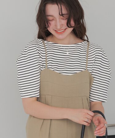 フォルムスリーブ5分袖カットソー