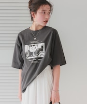 オーバーサイズピグメントフォトプリントTシャツ
