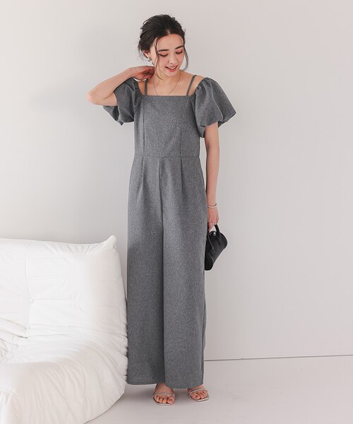 WE'RTHY パフスリーブ オールインワン パール付きパフスリーブオールインワン｜LOUNIE（ルーニィ）公式