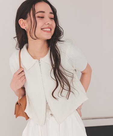 パイルヤーンポロ襟Wジップブルゾン