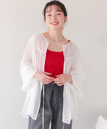 ティアードシアーチュニックブラウス