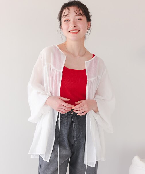 ティアードシアーチュニックブラウス