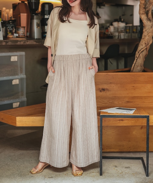 ペイントタッチストライプワイドパンツ ライトブルー スコットクラブ ヤマダヤ SCOTCLUBのパンツの商品一覧｜ファッション通販のYAMADAYA STORE