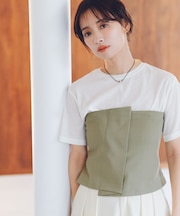 ハーフスリーブシアーカットソートップス
