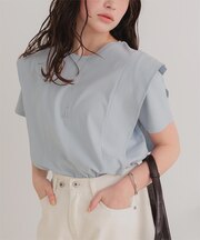 汗染み防止ラッフルスリーブTシャツ