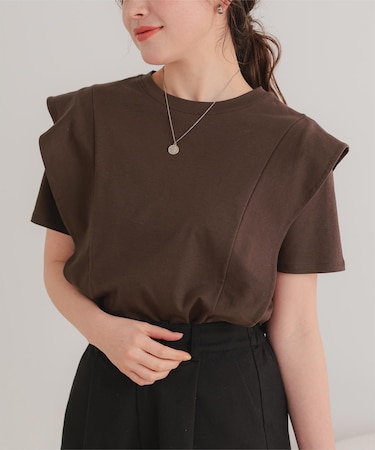 汗染み防止ラッフルスリーブTシャツ