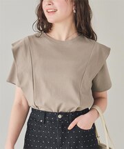 汗染み防止ラッフルスリーブTシャツ