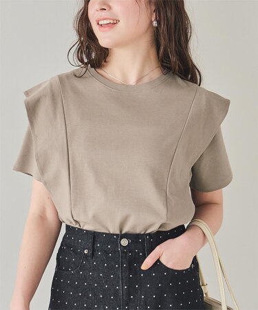 汗染み防止ラッフルスリーブTシャツ