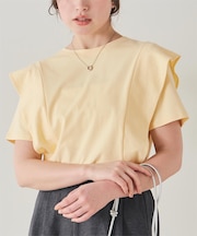 汗染み防止ラッフルスリーブTシャツ