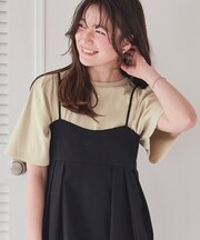 クルーネックタックスリーブトップス