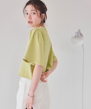 クルーネックタックスリーブトップス