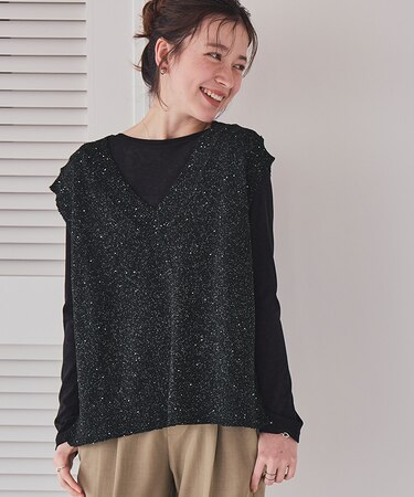スパンコールニットベスト