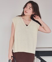 スパンコールニットベスト