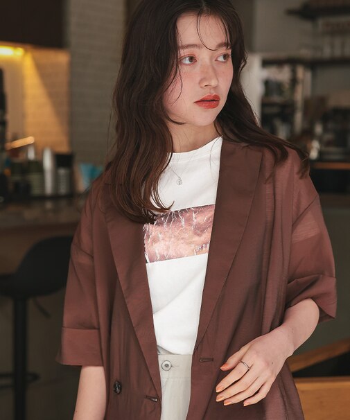 箔プリントコンパクトTシャツ