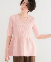 前後2wayハーフスリーブペプラムニットトップス